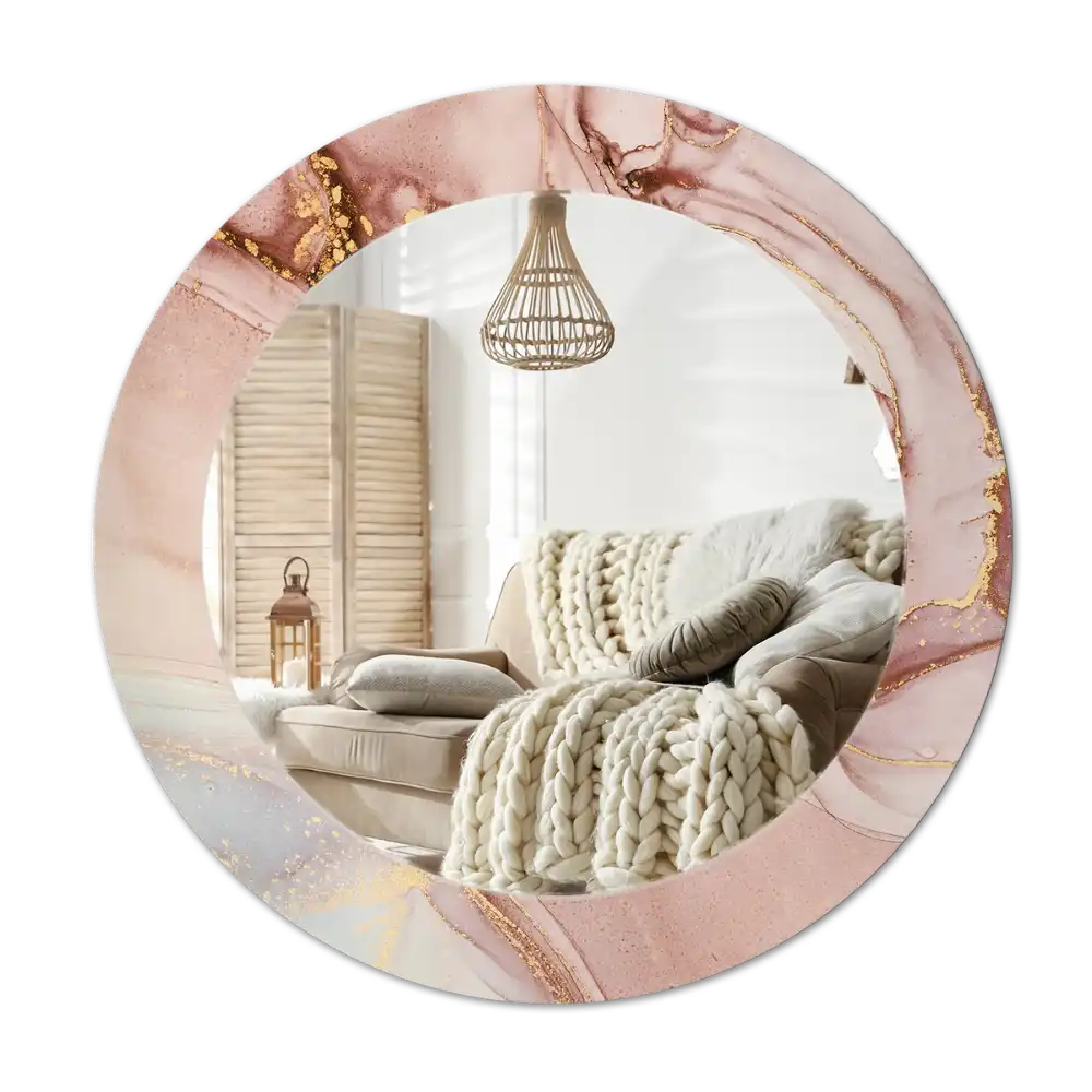 Rund spegel med tryckt Abstrakt vätska