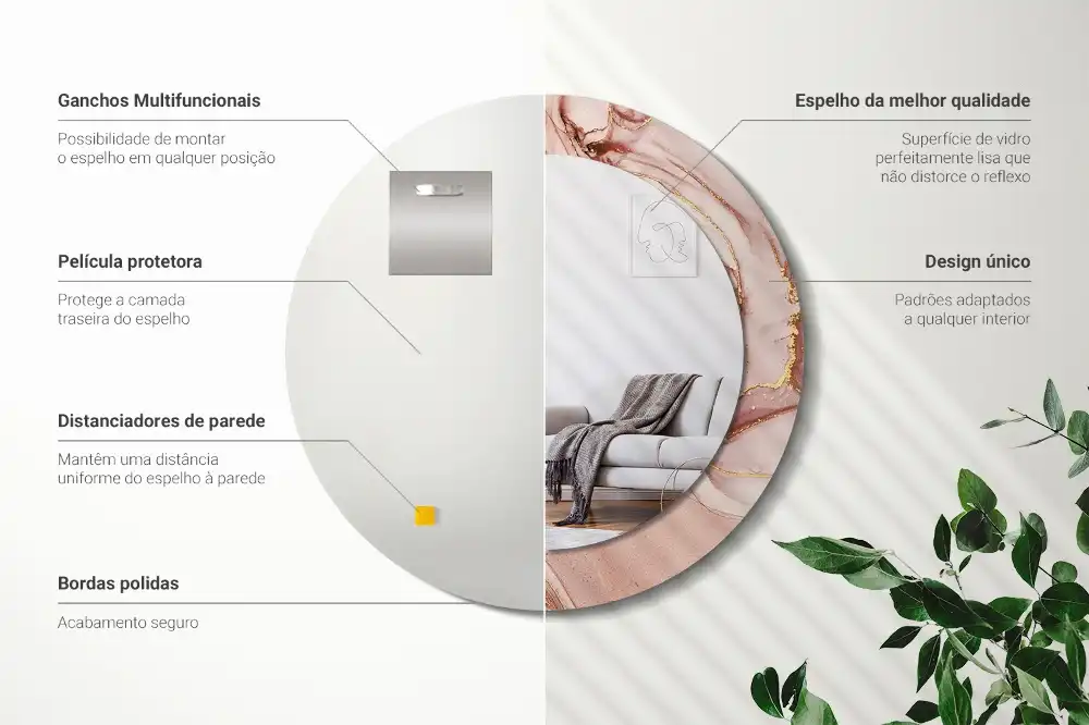 Rund spegel med tryckt Abstrakt vätska