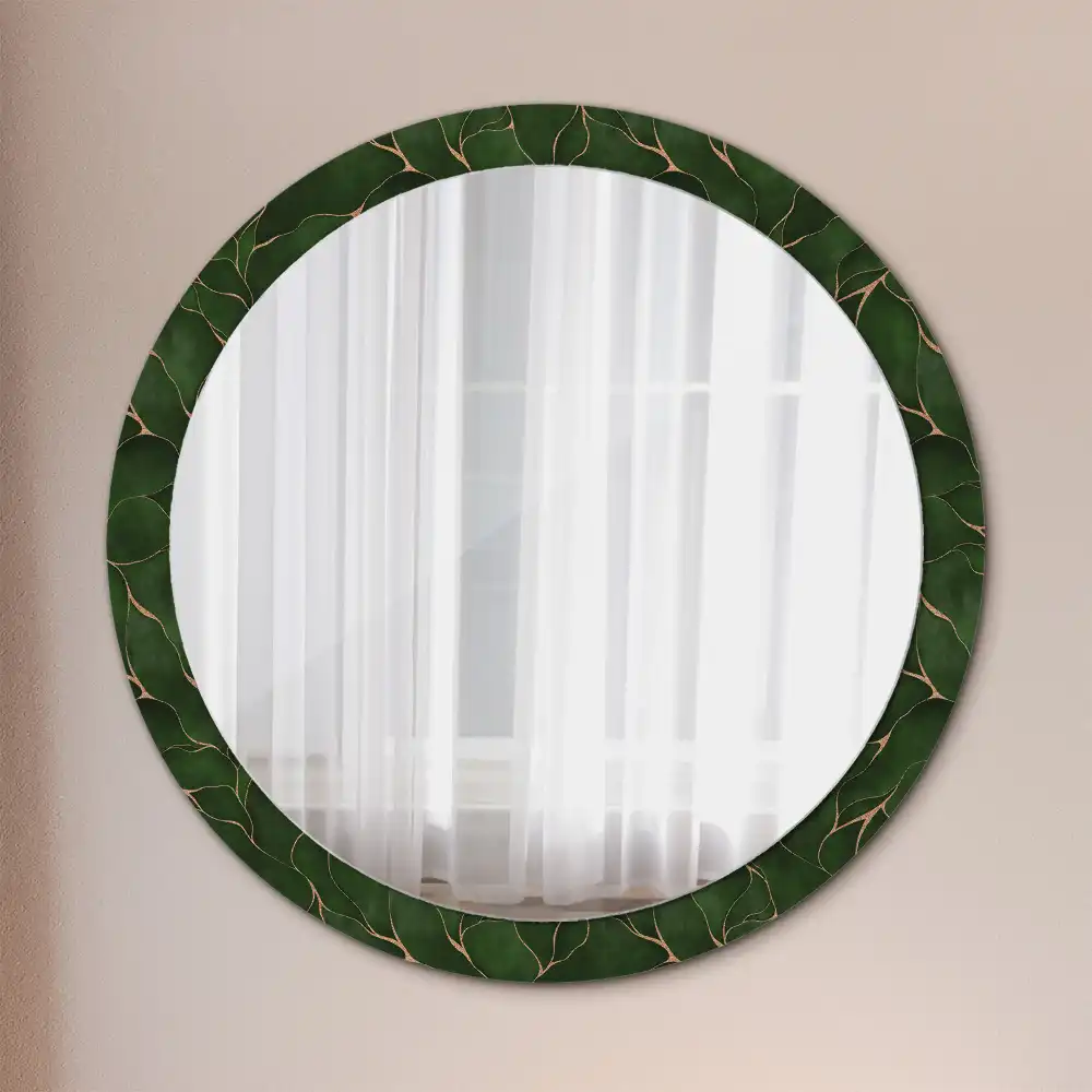 Rund spegel med tryckt Abstrakt blad