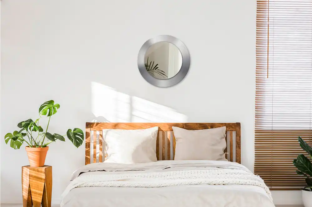 Rund spegel med tryckt ram Imiterad metall