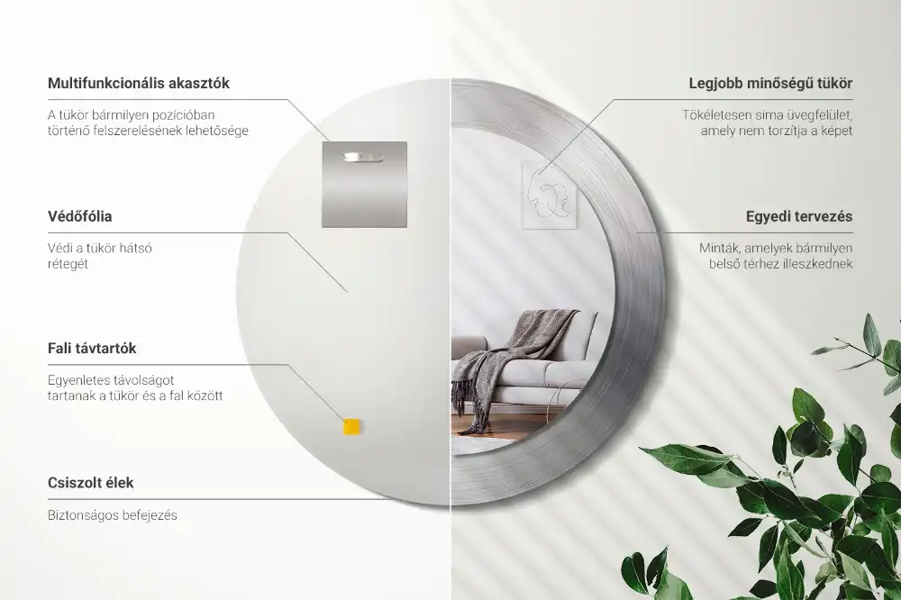 Rund spegel med tryckt ram Imiterad metall