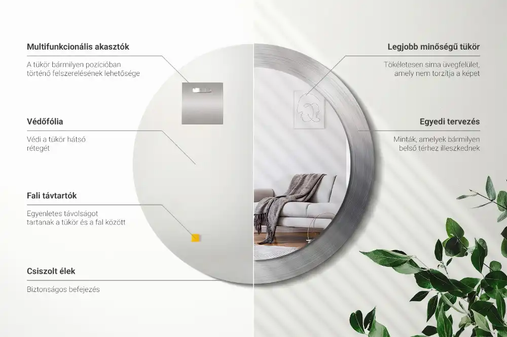 Rund spegel med tryckt ram Imiterad metall