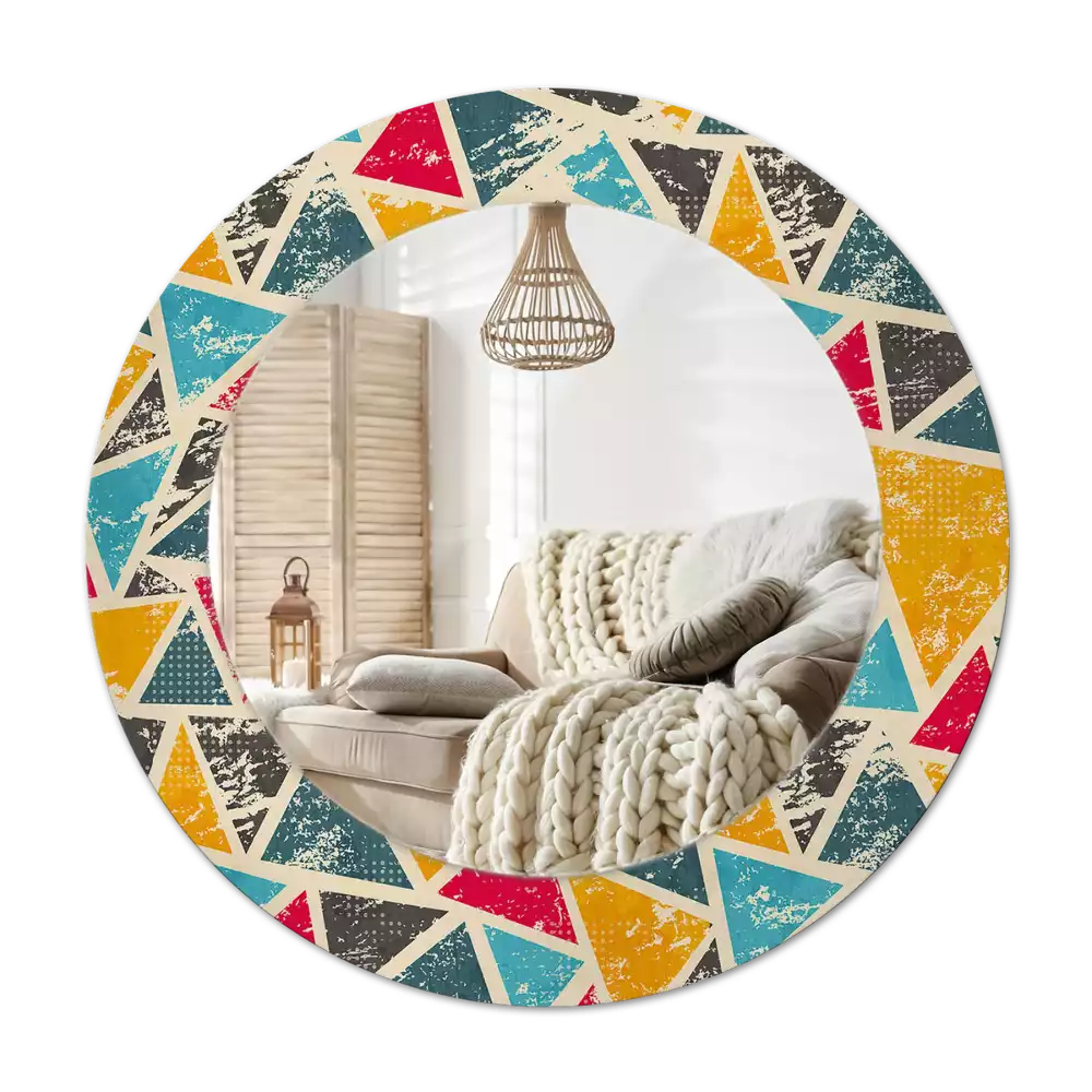 Rund spegel med tryckt Retro komposition