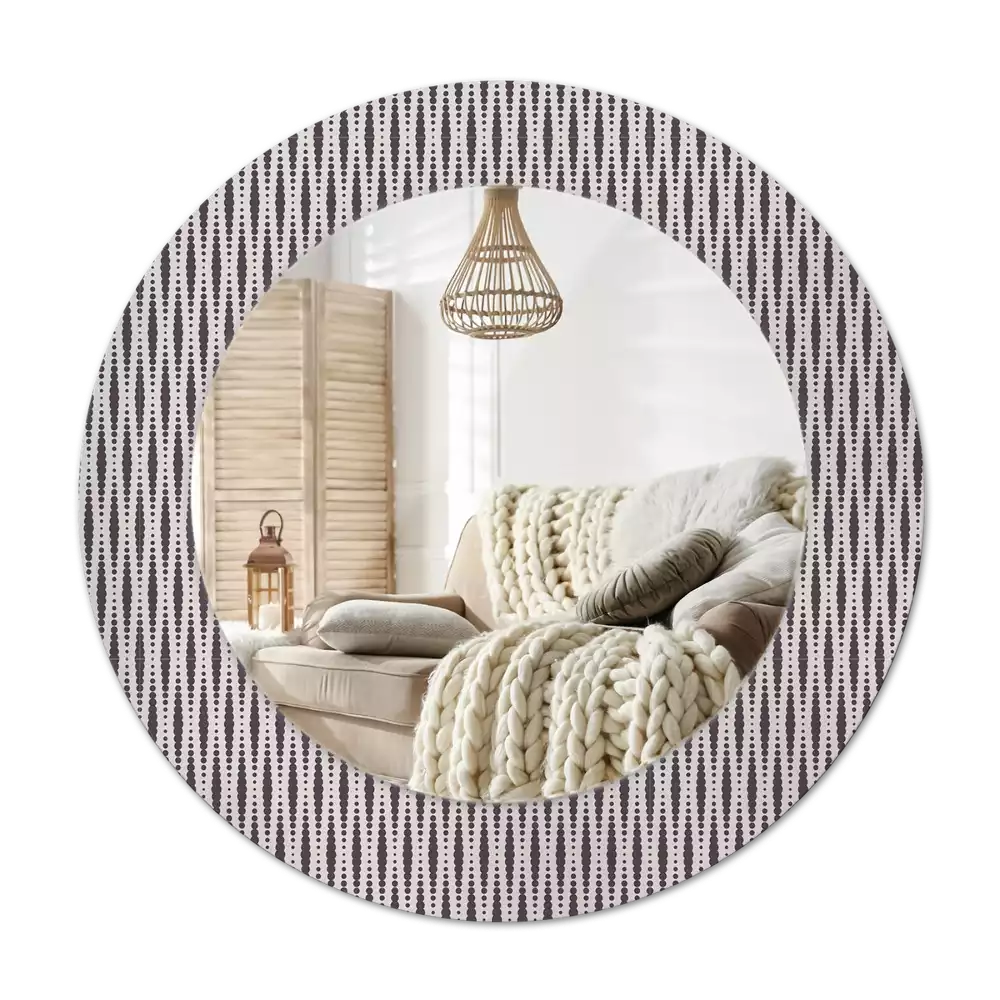 Rund spegel med tryckt ram Geometriskt prickmönster