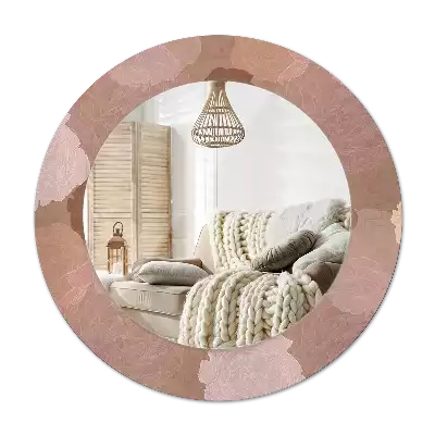 Rund spegel med tryckt ram Rose sammansättning