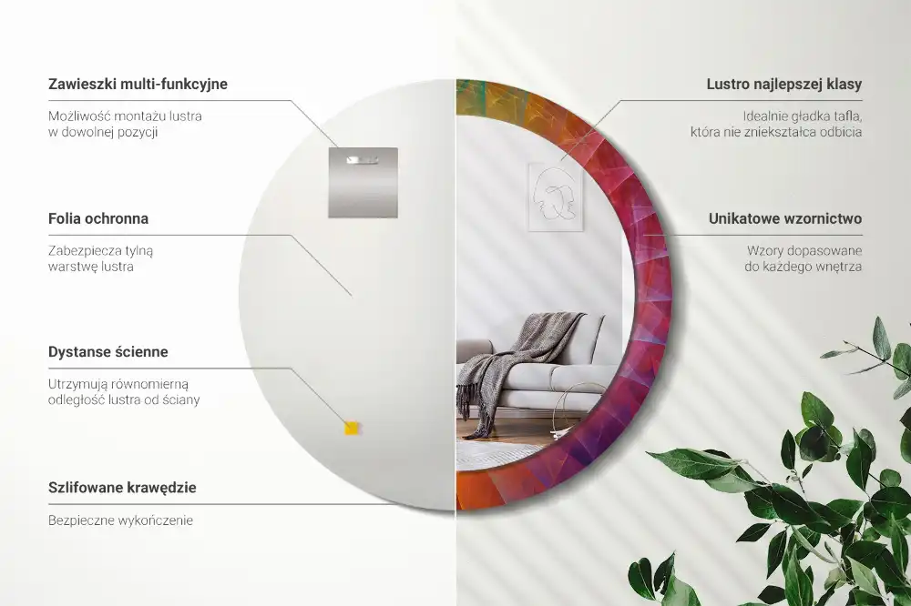 Rund spegel med tryckt Färgpalett