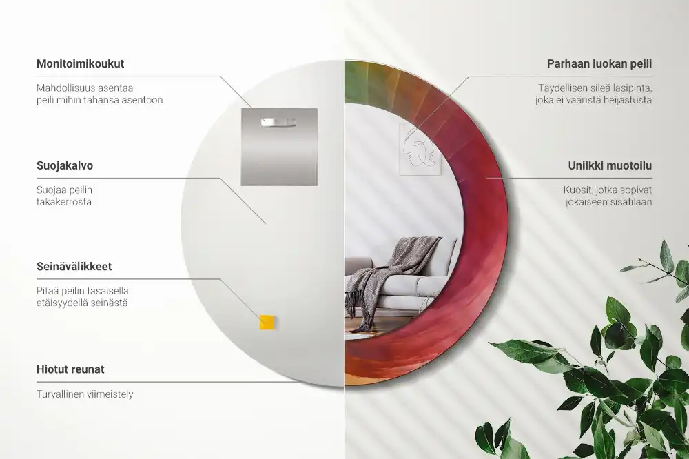 Rund spegel med tryckt Färgpalett