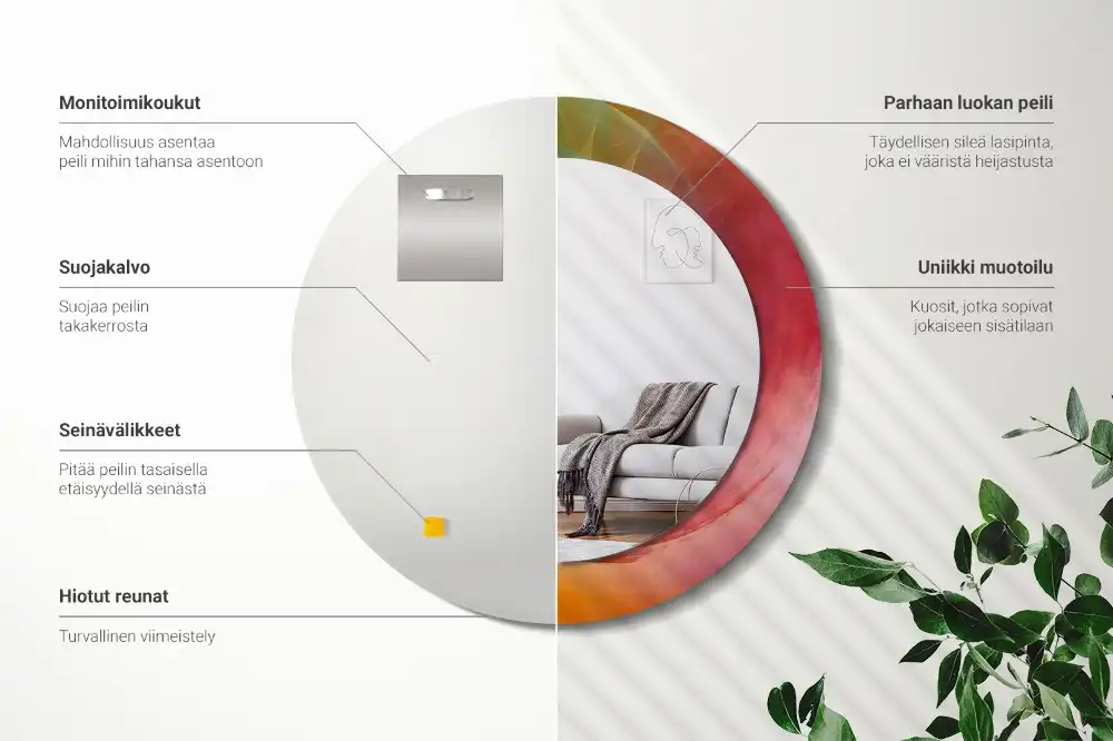 Rund spegel med tryckt Färgpalett