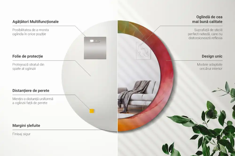 Rund spegel med tryckt Färgpalett