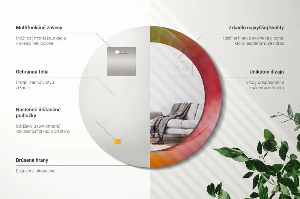 Rund spegel med tryckt Färgpalett