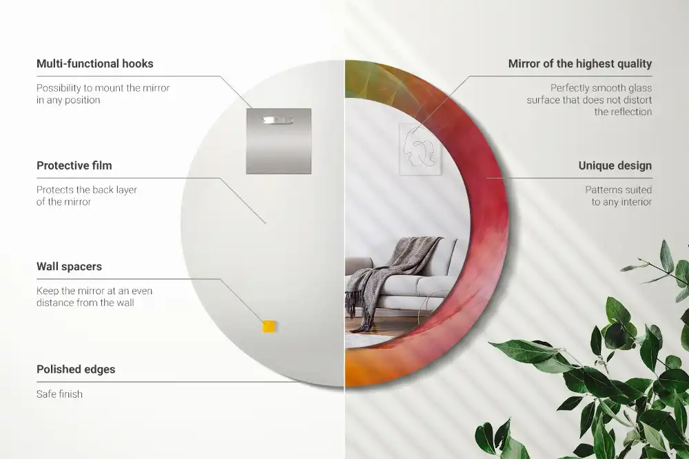 Rund spegel med tryckt Färgpalett