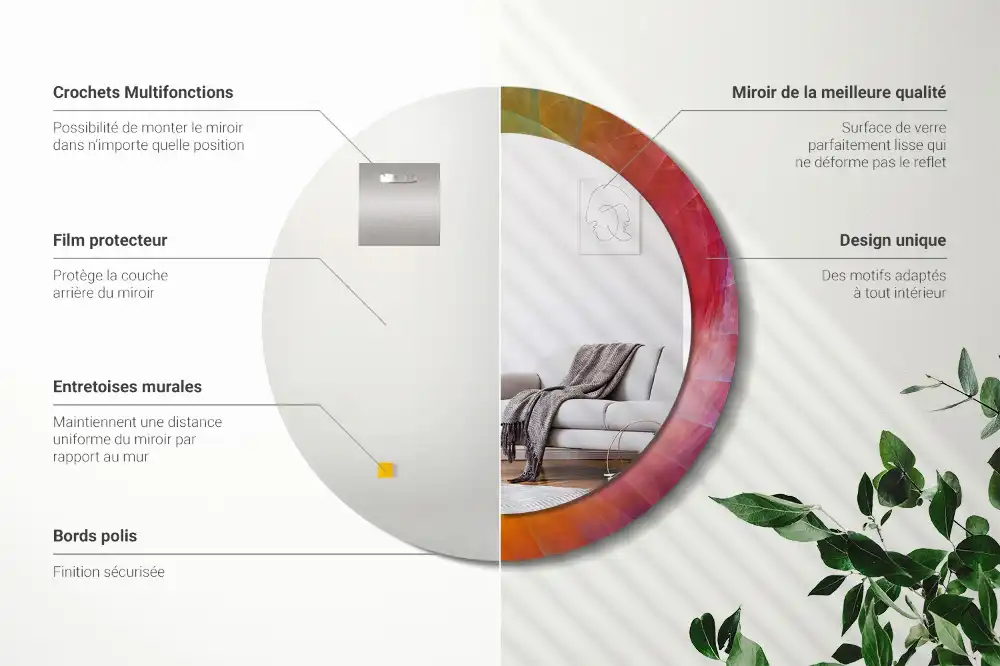 Rund spegel med tryckt Färgpalett