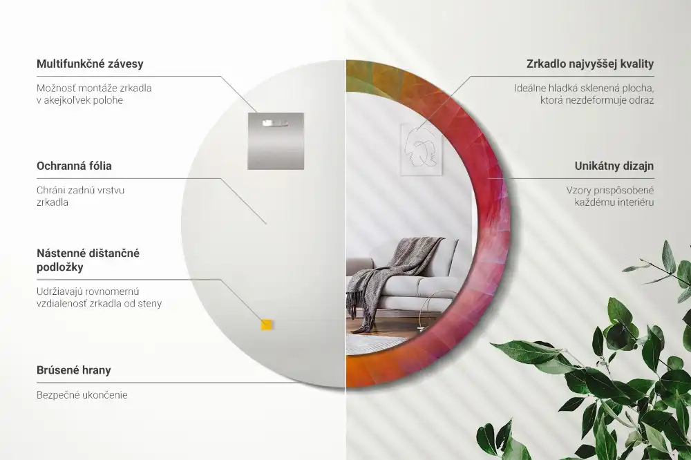 Rund spegel med tryckt Färgpalett