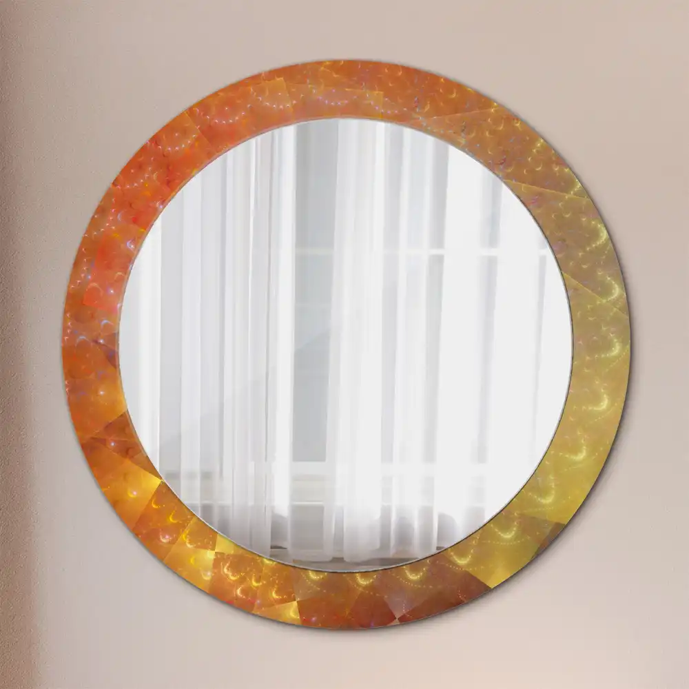 Rund spegel med tryckt ram Spiral abstraktion