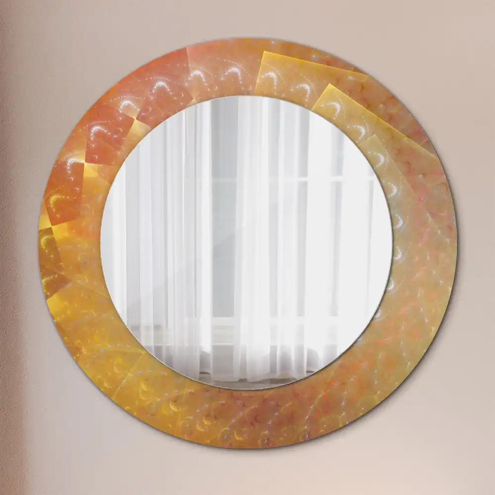 Rund spegel med tryckt ram Spiral abstraktion