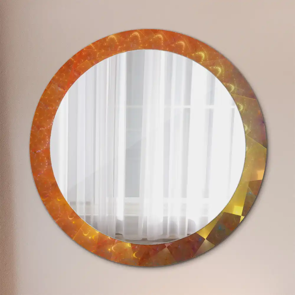 Rund spegel med tryckt ram Spiral abstraktion