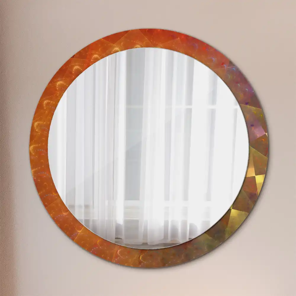 Rund spegel med tryckt ram Spiral abstraktion