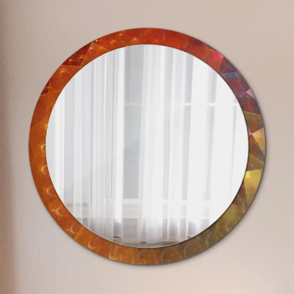 Rund spegel med tryckt ram Spiral abstraktion