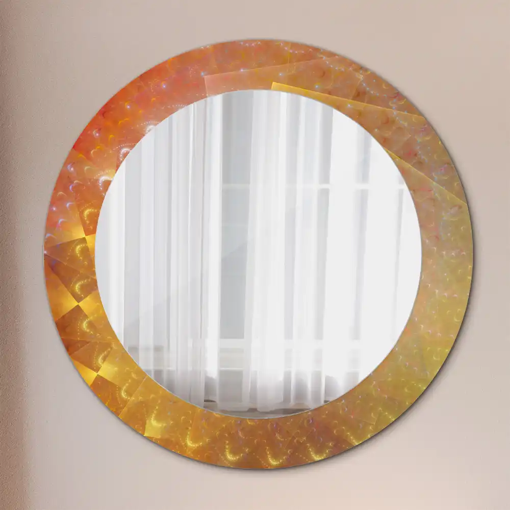 Rund spegel med tryckt ram Spiral abstraktion