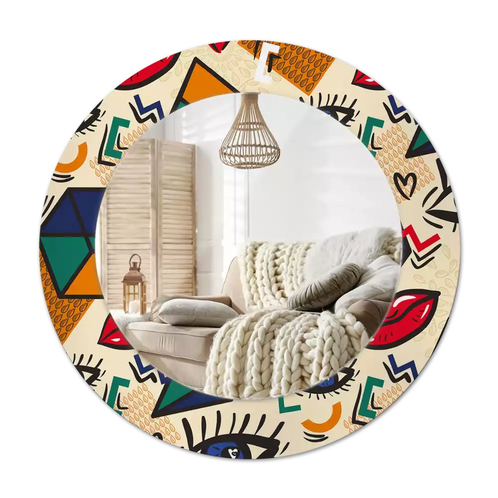 Rund spegel med tryckt Popkonst stil