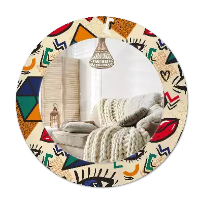 Rund spegel med tryckt Popkonst stil