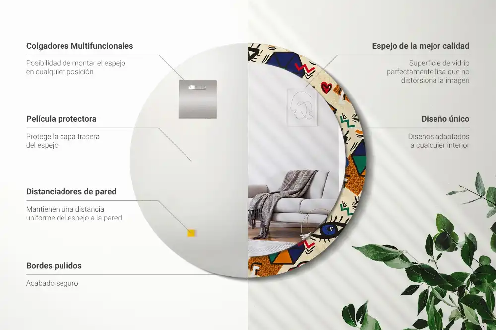 Rund spegel med tryckt Popkonst stil