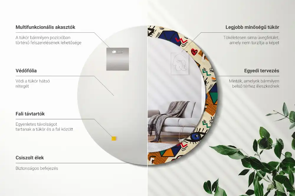 Rund spegel med tryckt Popkonst stil