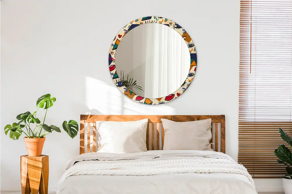 Rund spegel med tryckt Popkonst stil