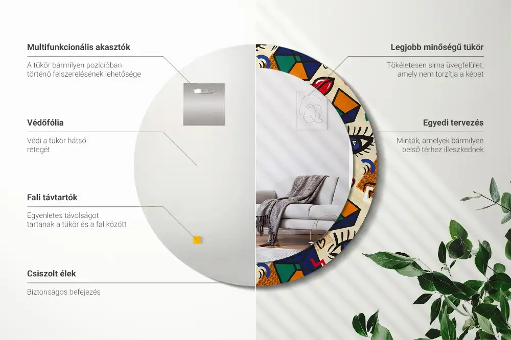 Rund spegel med tryckt Popkonst stil