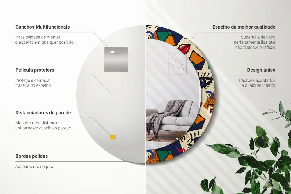 Rund spegel med tryckt Popkonst stil