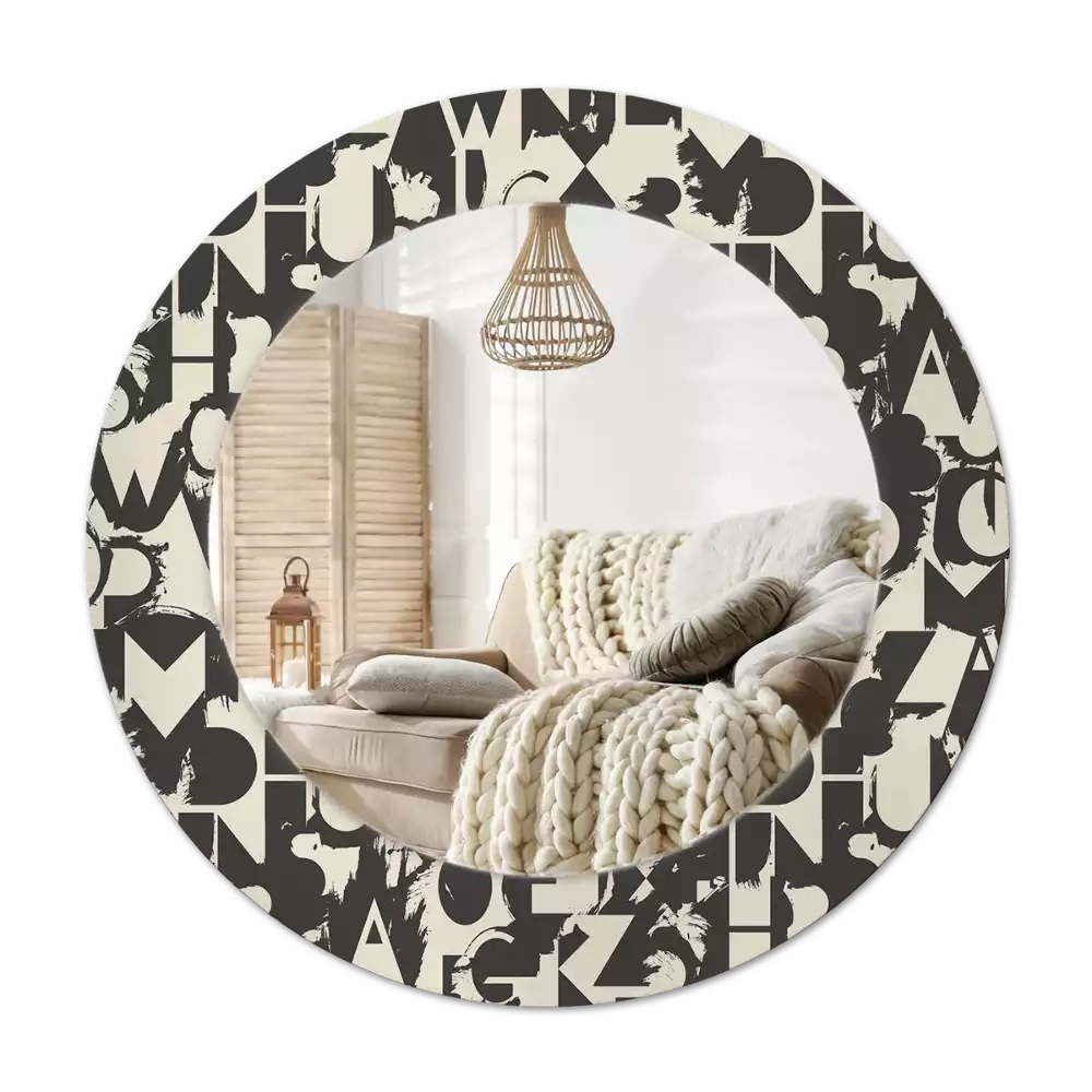 Rund spegel med tryckt Bokstäver