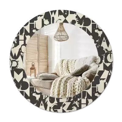 Rund spegel med tryckt Bokstäver