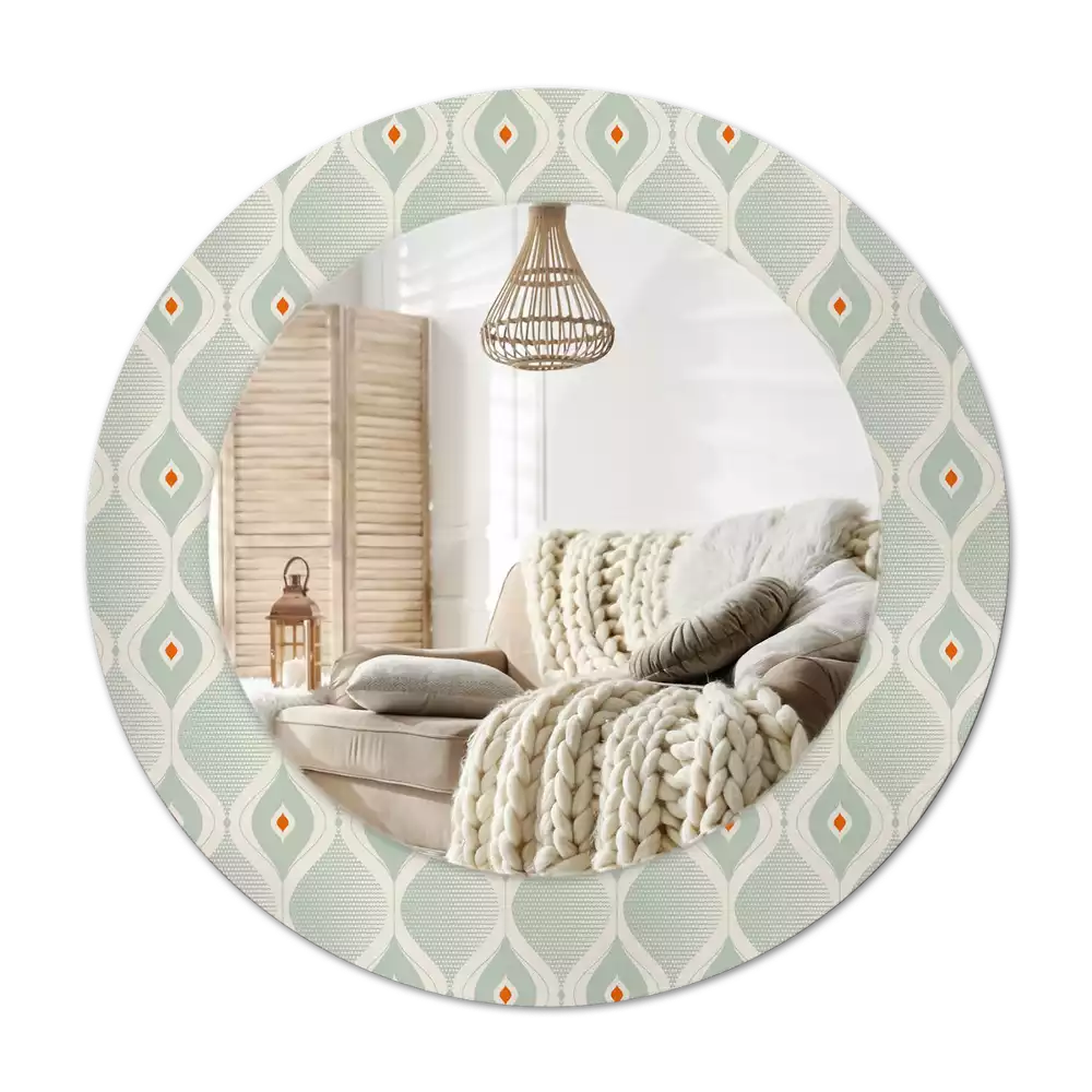 Rond spegel med tryckt ram Klassiskt vintagemönster