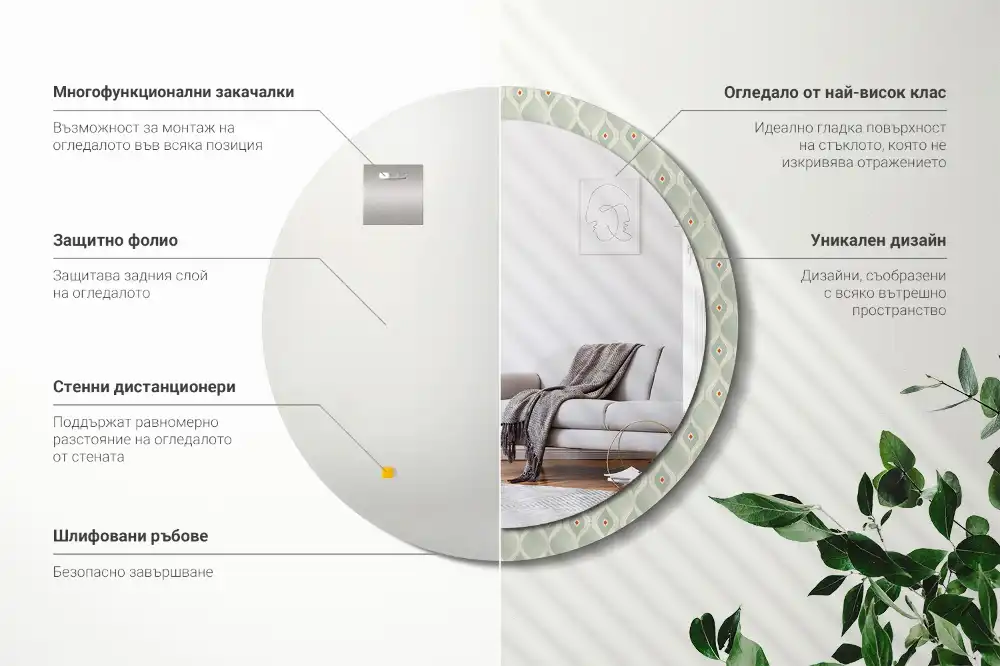 Rund spegel med tryckt ram Klassiskt vintagemönster