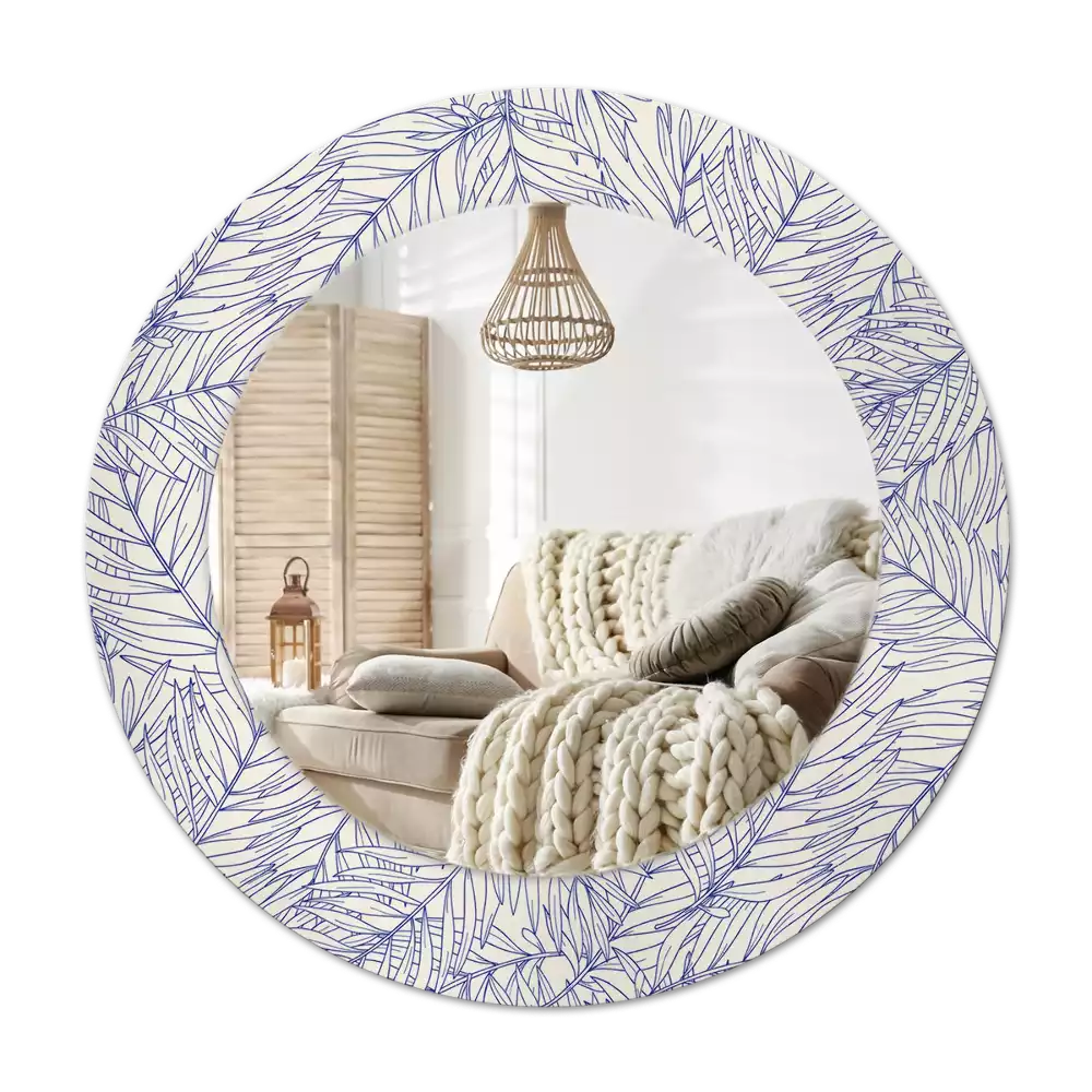 Rund spegel med tryckt Tropiska palmträd kontur