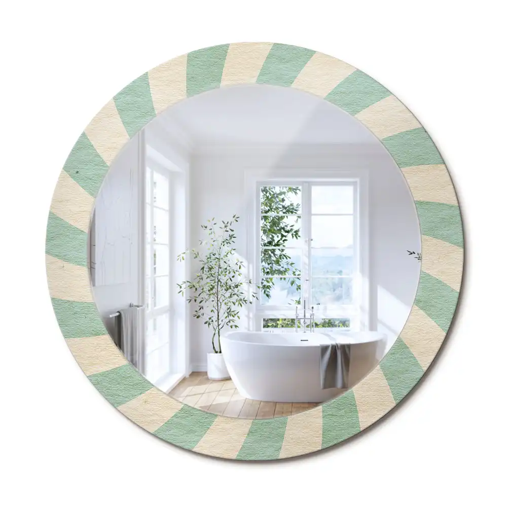 Rund spegel med tryckt ram Retro pastellmönster