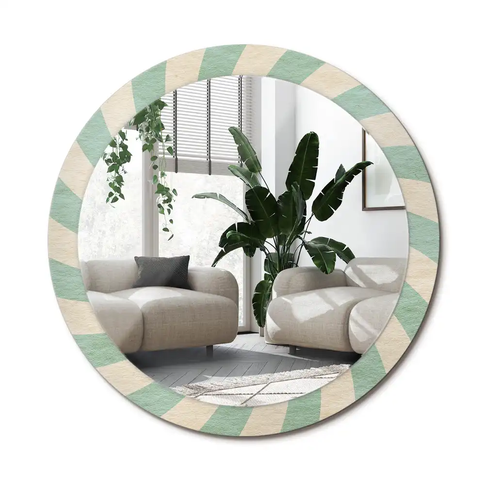 Rund spegel med tryckt ram Retro pastellmönster