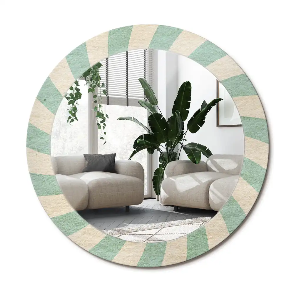 Rund spegel med tryckt ram Retro pastellmönster