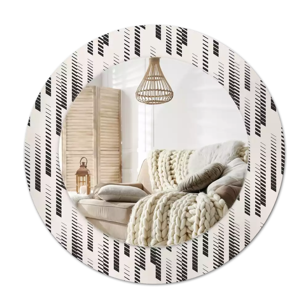 Rund spegel med tryckt Randigt mönster