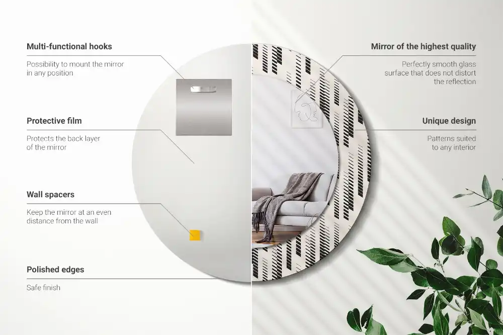 Rund spegel med tryckt Randigt mönster