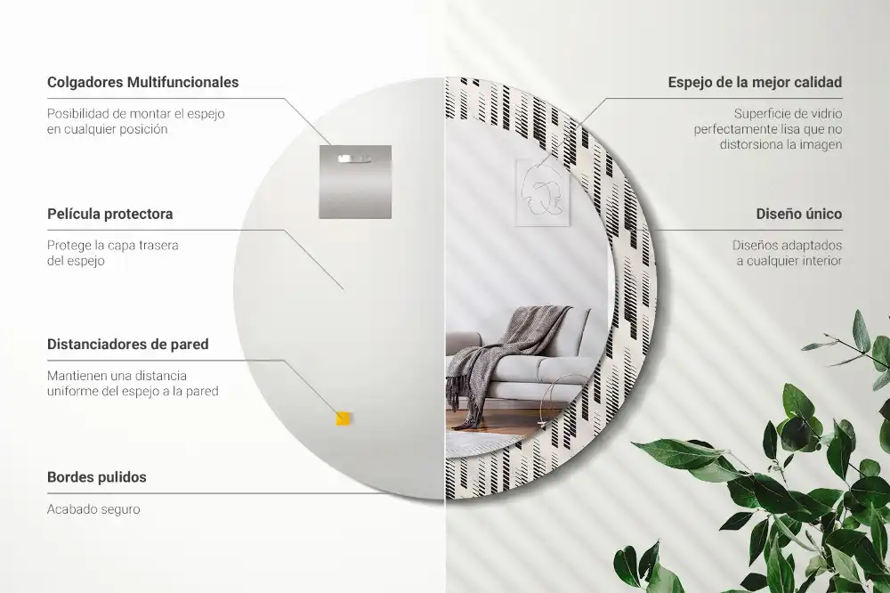 Rund spegel med tryckt Randigt mönster