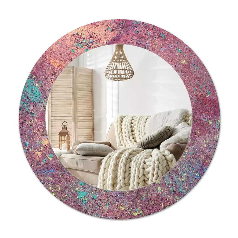 Rund spegel med tryckt Festival av färger