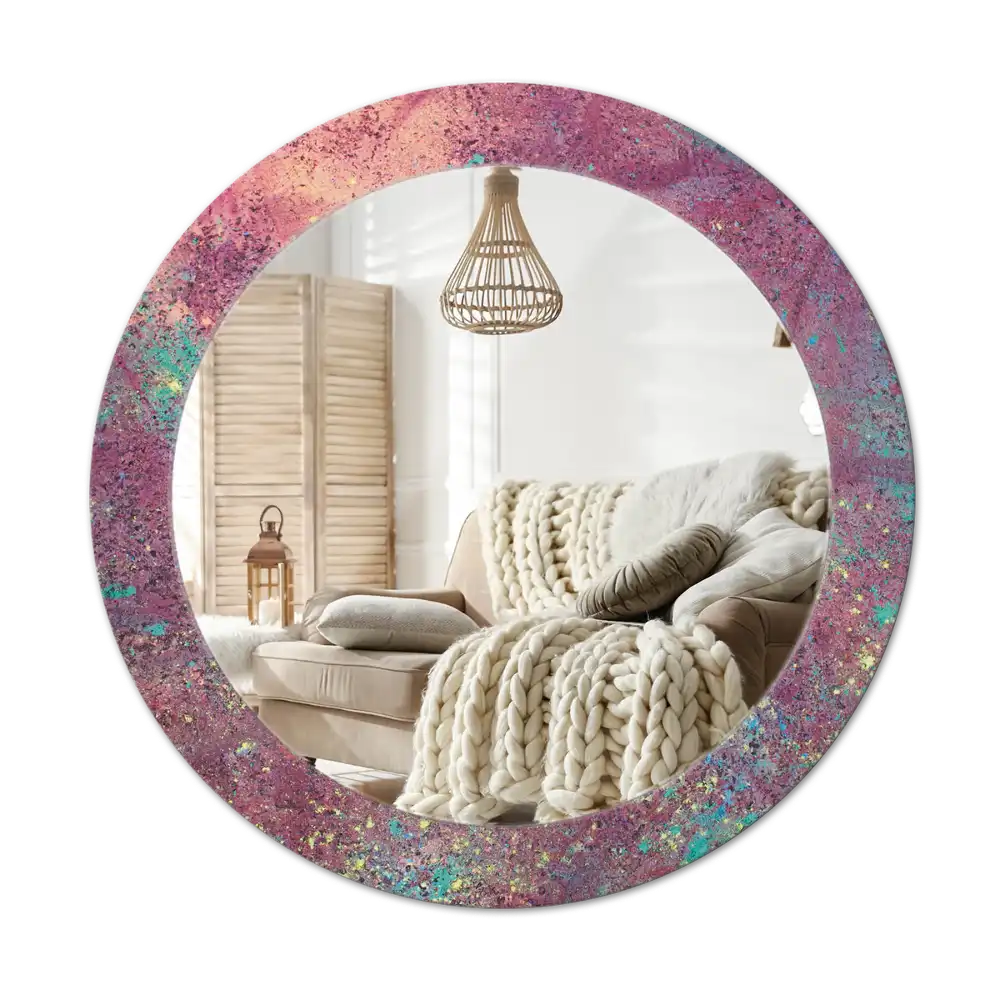 Rund spegel med tryckt Festival av färger