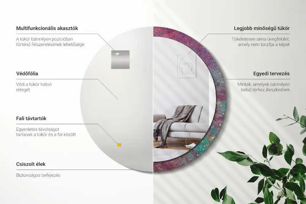 Rund spegel med tryckt Festival av färger