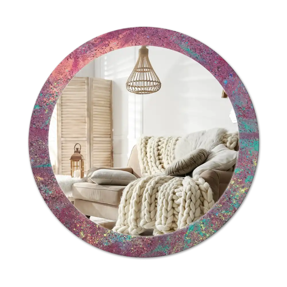 Rund spegel med tryckt Festival av färger