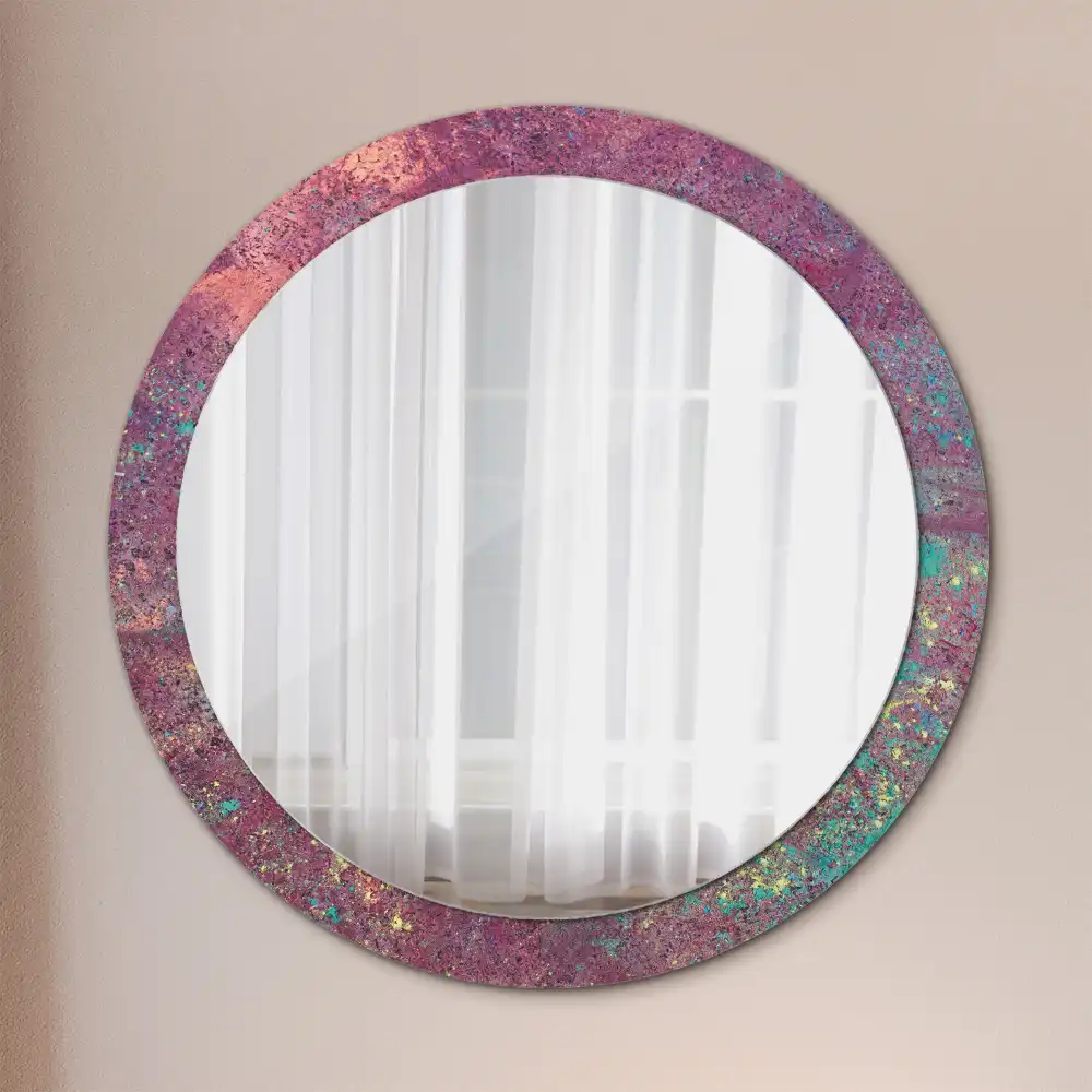 Rund spegel med tryckt Festival av färger