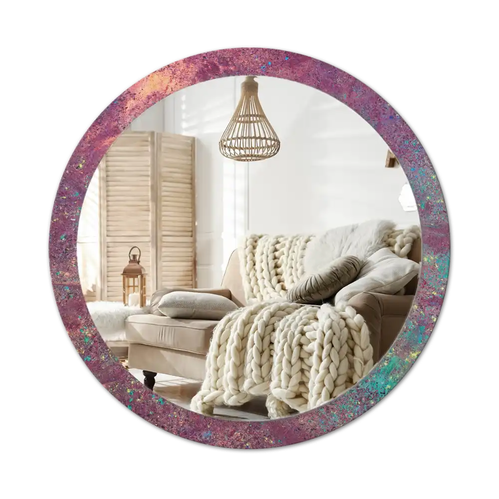 Rund spegel med tryckt Festival av färger