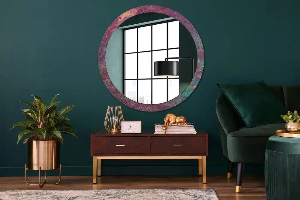 Rund spegel med tryckt Festival av färger