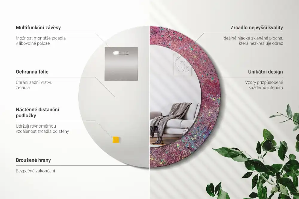 Rund spegel med tryckt Festival av färger