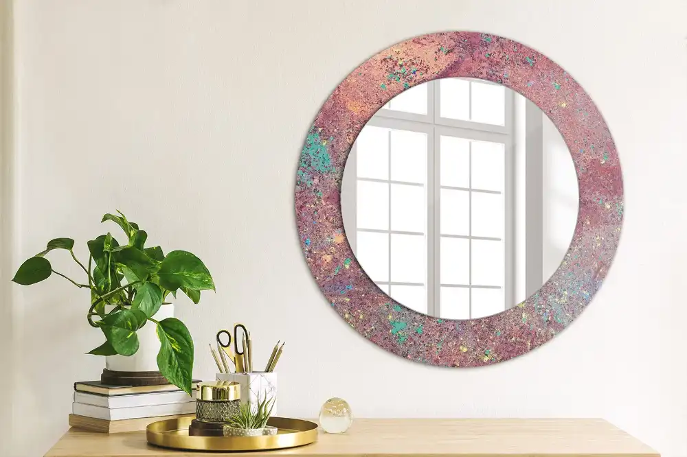 Rund spegel med tryckt Festival av färger